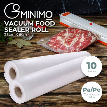 GOMINIMO 10 Pack Vacuum Food Sealer Rolls (28cm x 6m)