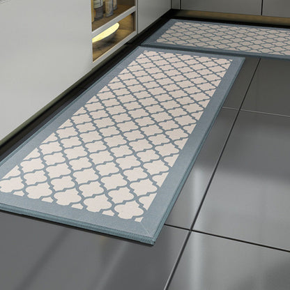 GOMINIMO 2 PCS Washable Non Slip Absorbent Kitchen Floor Mat (44x80+44x180cm, Grey Lucky Clover)