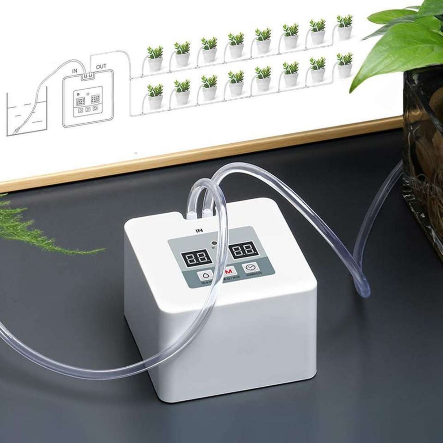 NOVEDEN Plant Watering System with DIY 30-Day Programmable (White)