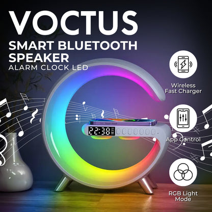 VOCTUS 5 in 1 Bedside Table Lamp with 15W Quick Wireless Charger (White)