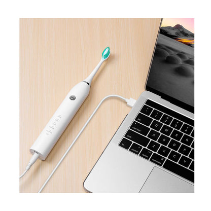 Sonic Electric Toothbrush White USB Wireless Charging Smart 5 Modes 2 Heads Case