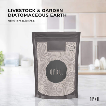 Orku 1Kg Fossil Shell Flour - Livestock Garden Pet Diatomaceous Earth