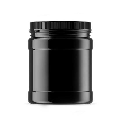 48x 1.5L Wide Mouth Plastic Jars and Lids Black - Empty Protein and Powder Tubs