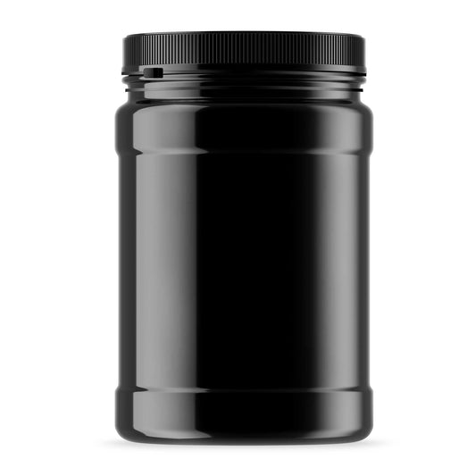 32x 2.5L Wide Mouth Plastic Jars and Lids Black - Empty Protein and Powder Tubs