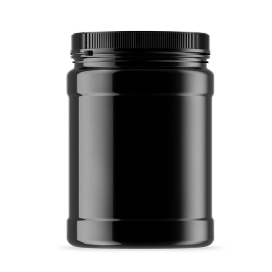 10x 2L Wide Mouth Plastic Jars and Lids Black - Empty Protein and Powder Tubs