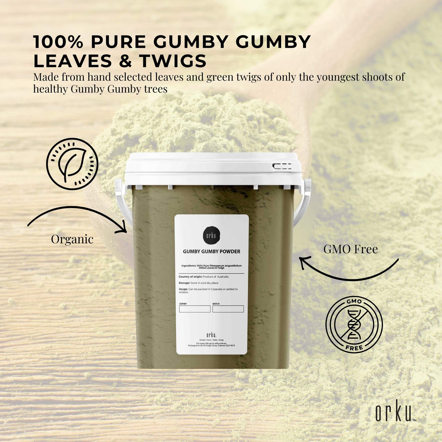 600g Gumby Gumby Pure Powder Tub Gumbi Aboriginal Plant Pittosporum Angustifolum