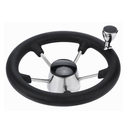 13.5" Boat Steering Wheel With Grip Cover - Stainless Steel 3/4" 5 Spoke With Knob