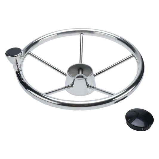 13.5" Boat Stainless Steel Steering Wheel - 5 Spoke with Knob For 3/4" Shaft