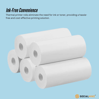 Social Hike 5 Pack Thermal Paper Camera Rolls - Instant Print Printer Refill