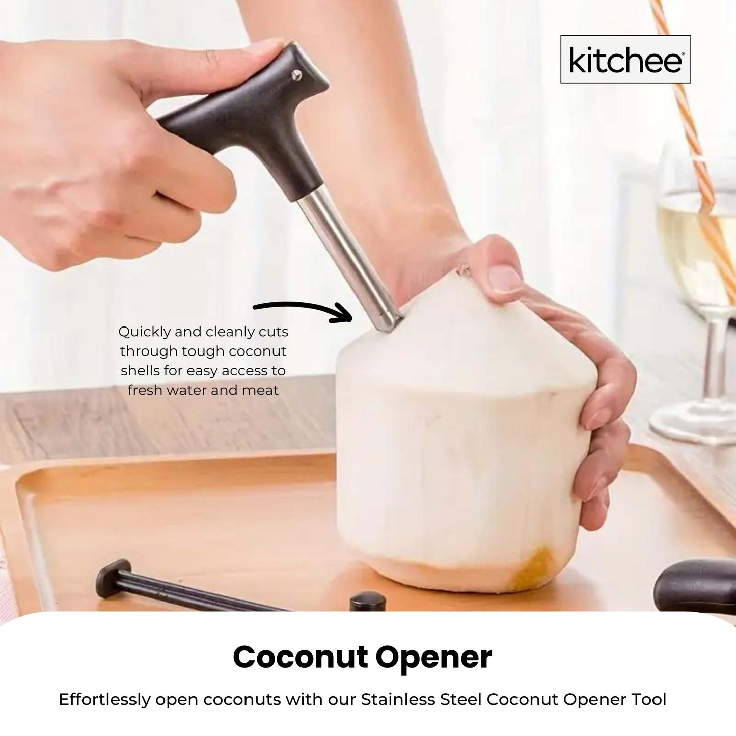 5x Kitchee Coconut Opener - Stainless Steel Hole Punch Kitchen Tool