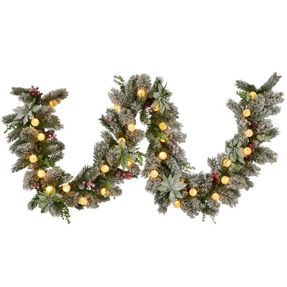 Swishmas 274cm Snowy Crown Pine Pre-Lit Multicolour Christmas Garland