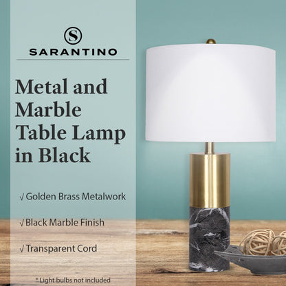 Sarantino Metal and Marble Table Lamp in Black