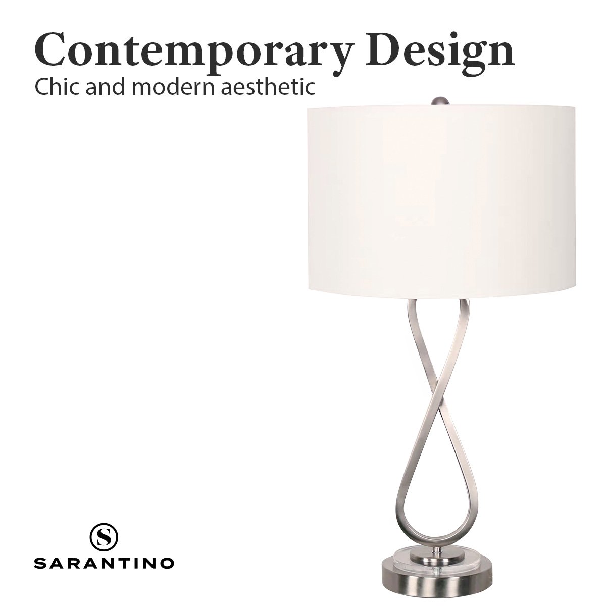 Sarantino Contemporary Table Lamp In Nickel Finish