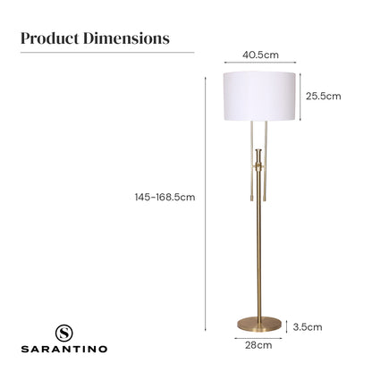 Sarantino Brushed Gold Height-Adjustable Metal Floor Lamp