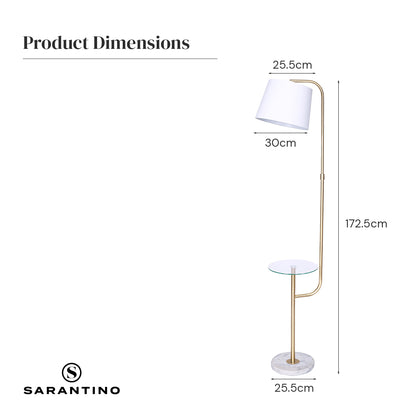 Sarantino Glass End Brass Finish Table Top Floor Lamp