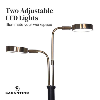 Sarantino LED Metal Table Lamp with 2 Lights Brushed Gold Black Finish