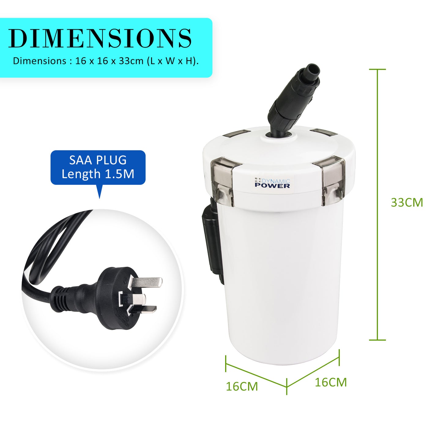 Aquarium External Canister Filter 400L/H