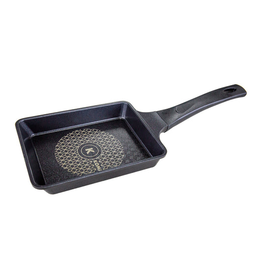 KOMAN Shinewon Frypan Frying Pan 19x14cm Non-stick Titanium Coat Square BLACK