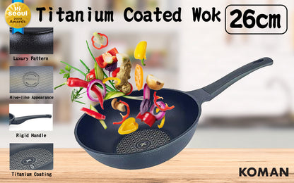 KOMAN Non-Stick Titanium Coating Wok Pan 26cm