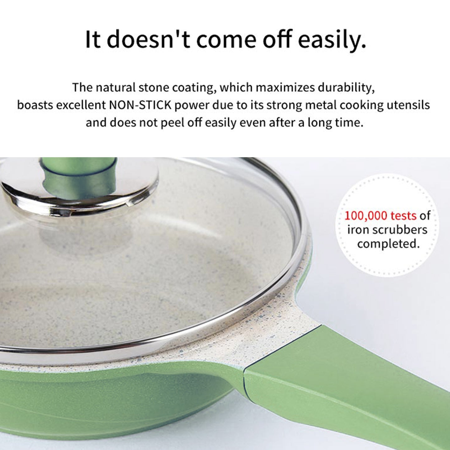 Sauce Pot Frying Pan w/ a Lid Set Non-Stick Stone Induction IH Frypan 16cm OLIVE