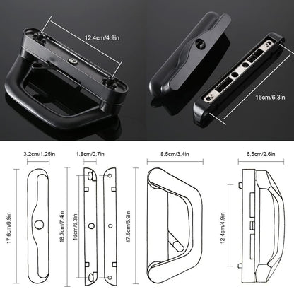 Sliding Patio Door Handle Set Mortise Lock Suitable for Sliding Glass Patio Door Keyed Black