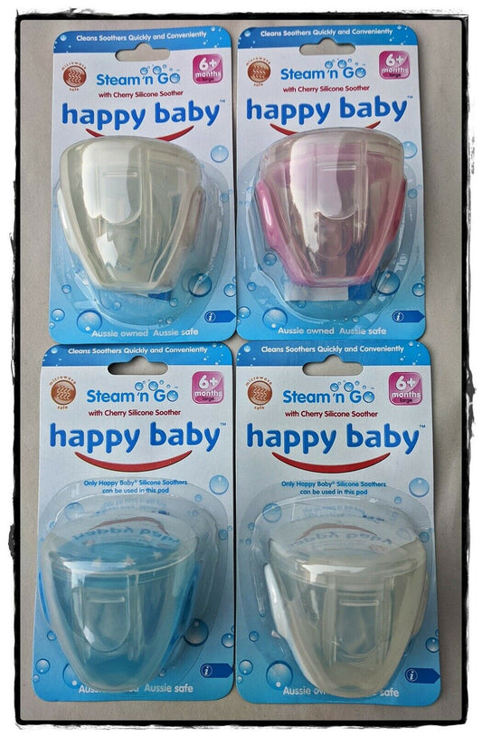 5 x 4 Pack (20) -  Happy Baby Steam n Go Cherry Silicone Soother