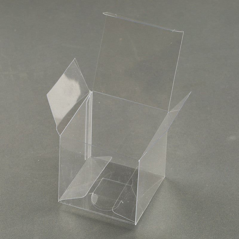 50 Pack of 8x8x10cm Clear PVC Plastic Folding Packaging Small rectangle/square Boxes for Wedding Jewelry Gift Party Favor Model Candy Chocolate Soap Box