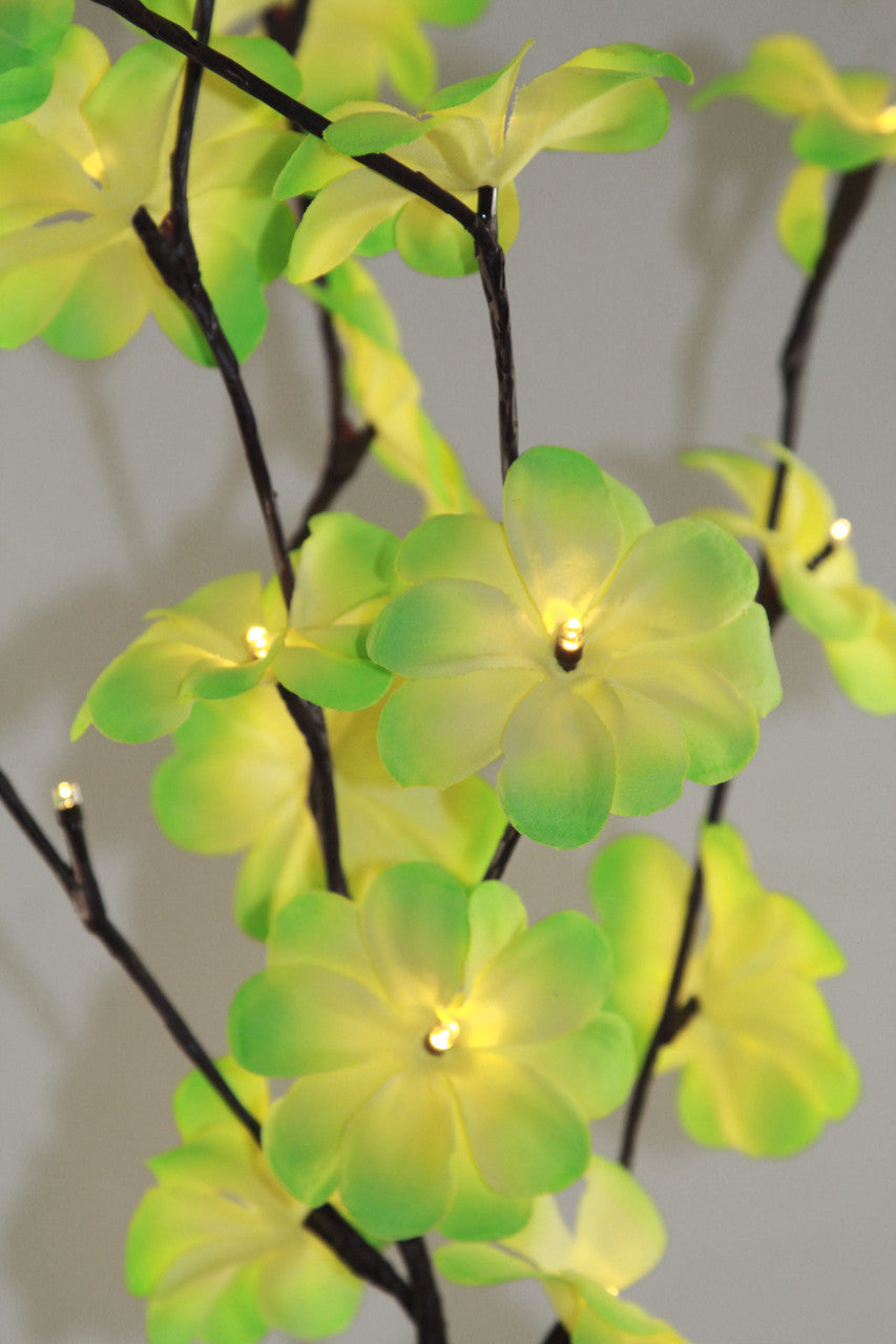 1 Set of 50cm H 20 LED Green Frangipani Tree Branch Stem Fairy Light Wedding Event Party Function Table Vase Centrepiece Tropical Decoration