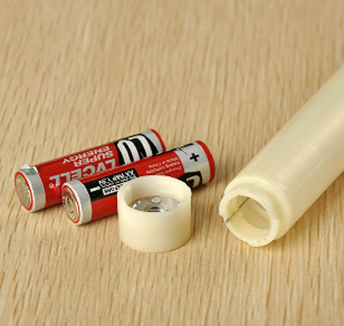 3 Pack Taper Stick White Battery Candle - Natural Flame Light Colour No Flicker - Gold Stand Base