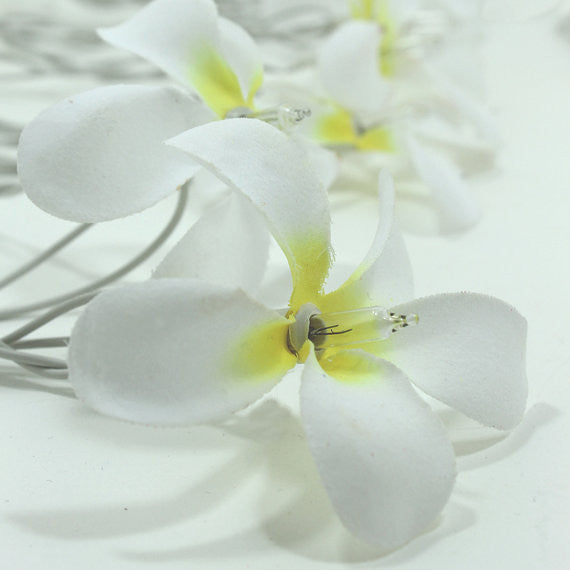 1 Set of 20 LED White Frangipani Flower Battery String Lights Christmas Gift Home Wedding Beach Party Decoration Outdoor Table Centrepiece