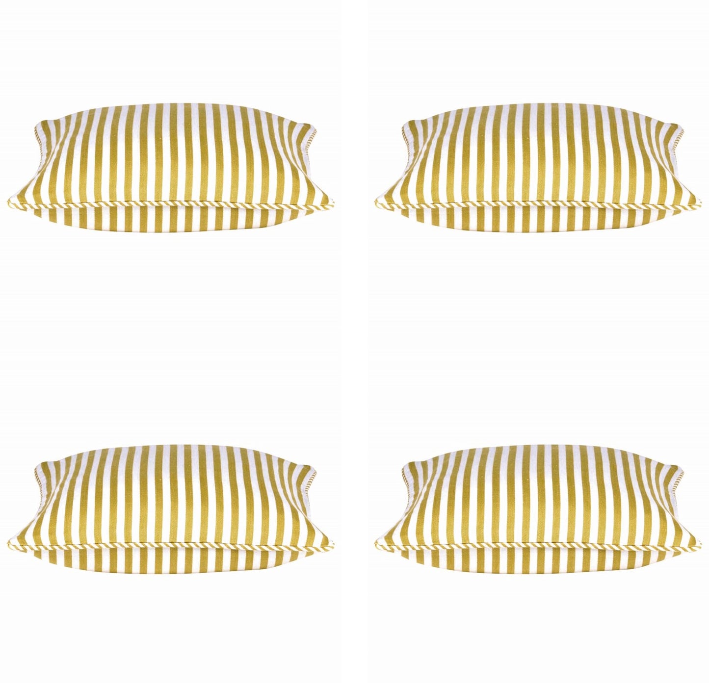 Pack of 4 Dandi Mustard Yellow & White Striped Square Cushion Covers 40x40cm