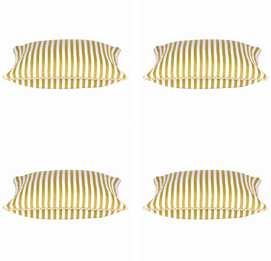 Pack of 4 Dandi Mustard Yellow & White Striped Square Cushion Covers 40x40cm