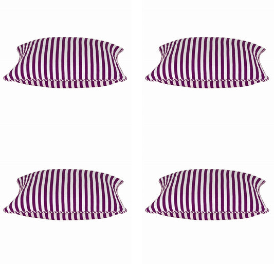 Pack of 4 Dandi Fuchsia Plum Purple & White Striped Square Cushion Covers 40x40cm