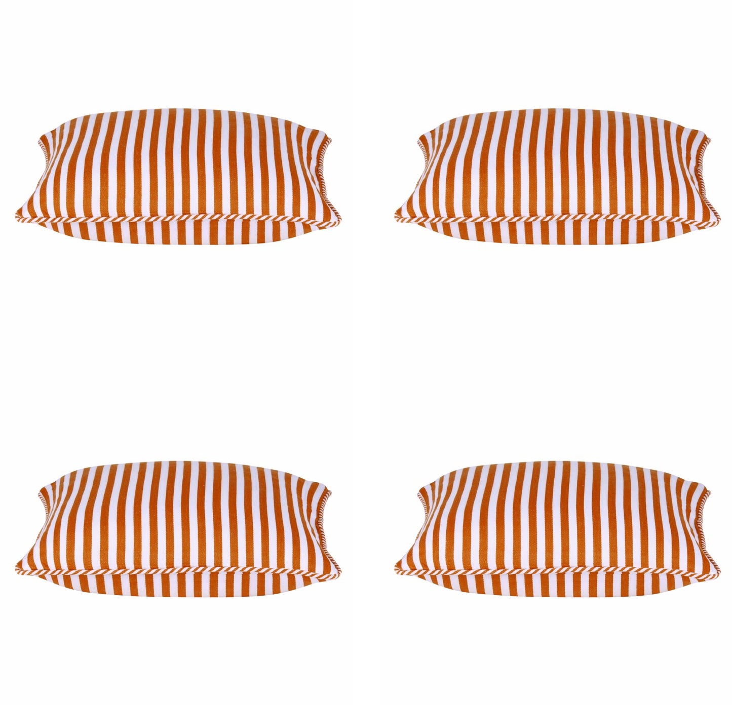 Pack of 4 Dandi Orange & White Striped Nautical Cushion Covers 40x40cm