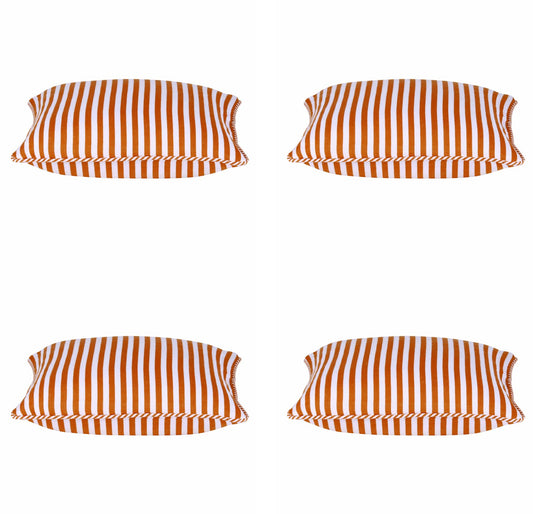 Pack of 4 Dandi Orange & White Striped Nautical Cushion Covers 40x40cm