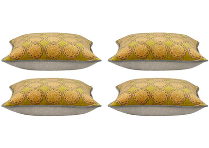 Pack of 4 Duffy Mustard and Grey Square Cushion Covers