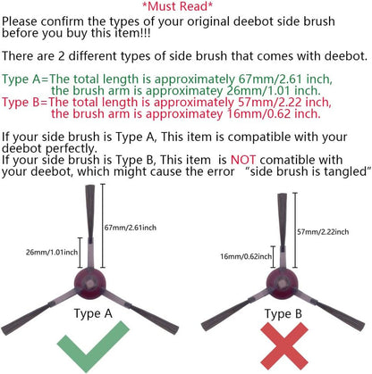 Side Brush Value Pack For Ecovacs Deebot 700/750/920/950/T5/N8/T8/T9/NEO/X1/T20