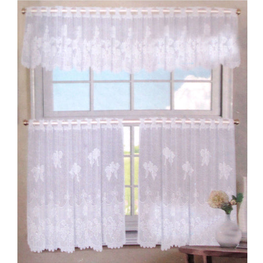 3 Pce Cafe Flora Lace Curtain Set