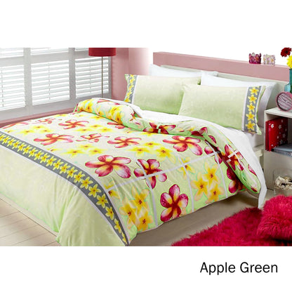 Floating Frangipani Quilt Cover Set Apple Green Single