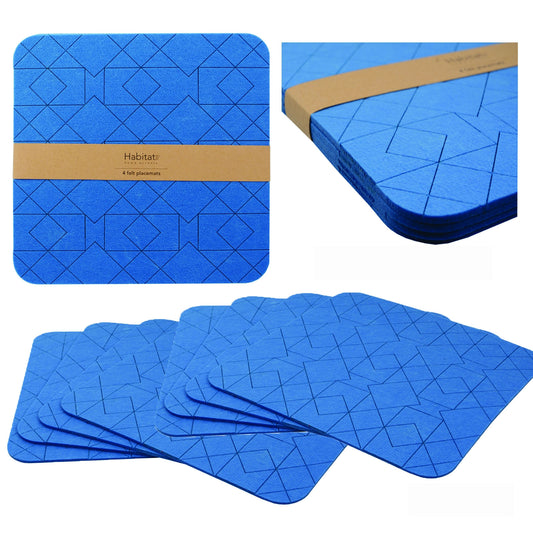 Set of 8 Felt Placemats Cobalt Blue