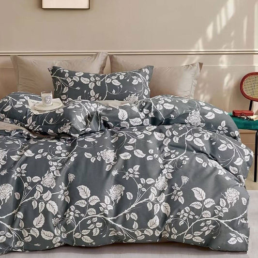 300TC Gardenia Charcoal Reversible Cotton Quilt Cover Set King