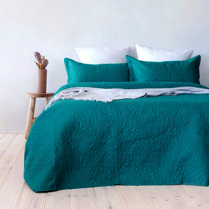 Bambury Botanica Embossed Teal Coverlet Set Queen/King