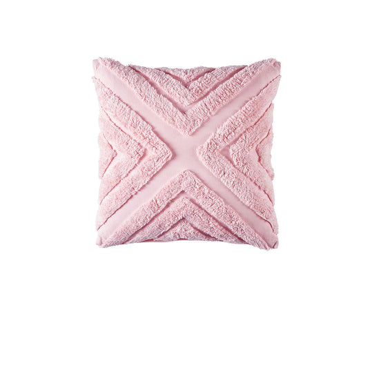 Bianca Haven Pink Cotton Chenille Square Cushion