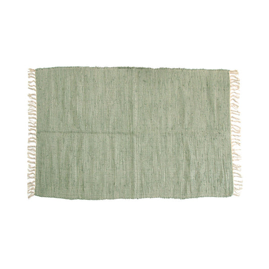 Large Chindi Cotton Handmade Floor Mat with Tassels 90 x 150 cm Green