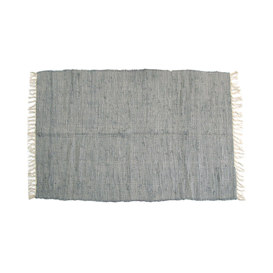 Large Chindi Cotton Handmade Floor Mat with Tassels 90 x 150 cm Grey