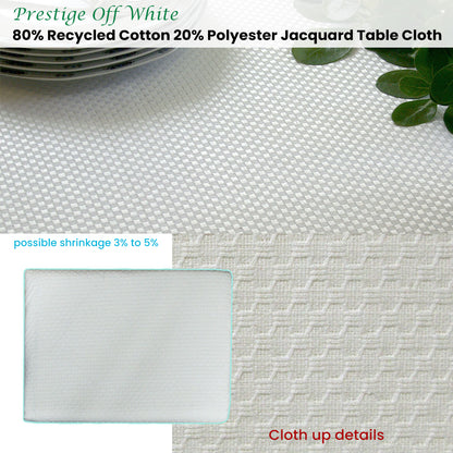 Invitation Prestige Cotton Rich Jacquard Off White Table Cloth 180 x 180 cm