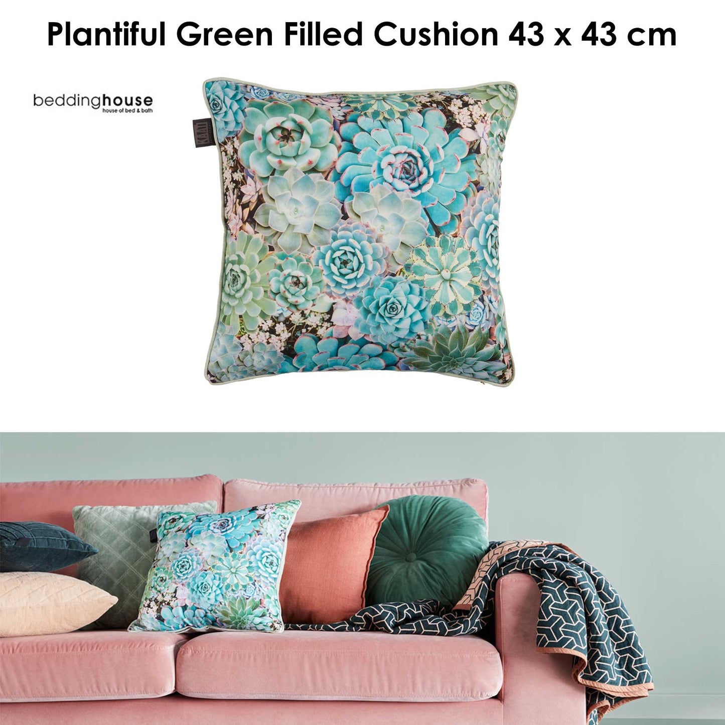 Bedding House Plantiful Green Filled Square Cushion