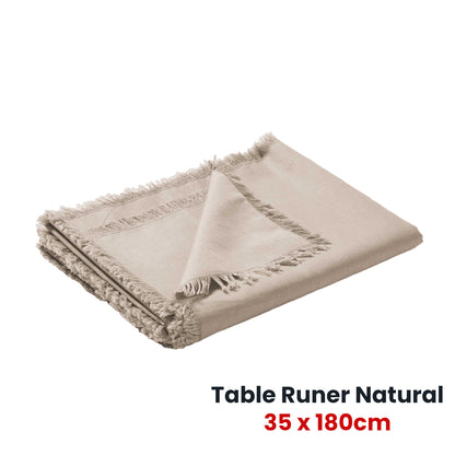 Vintage Design Homewares Gypsy Natural Washed Linen Cotton Table Runner 35 x 180cm