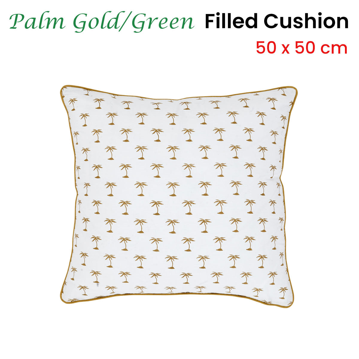 J.Elliot Home Palm Gold Green Filled Cushion 50 x 50 cm