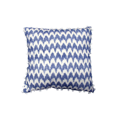 J.Elliot Home Valtina Pom Pom Blue Filled Cushion